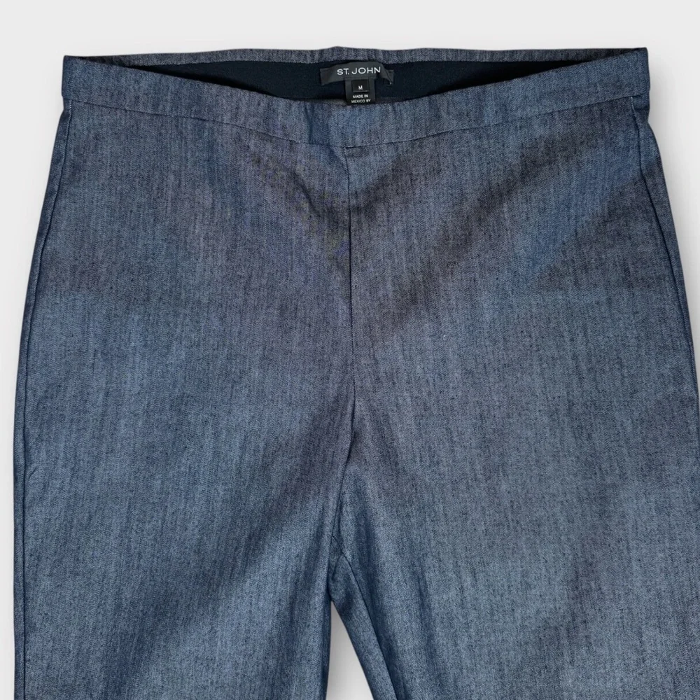 ST. JOHN Women's‎ Blue Chambray Pull On Knit Pants Size Medium 32x27 Lightweight